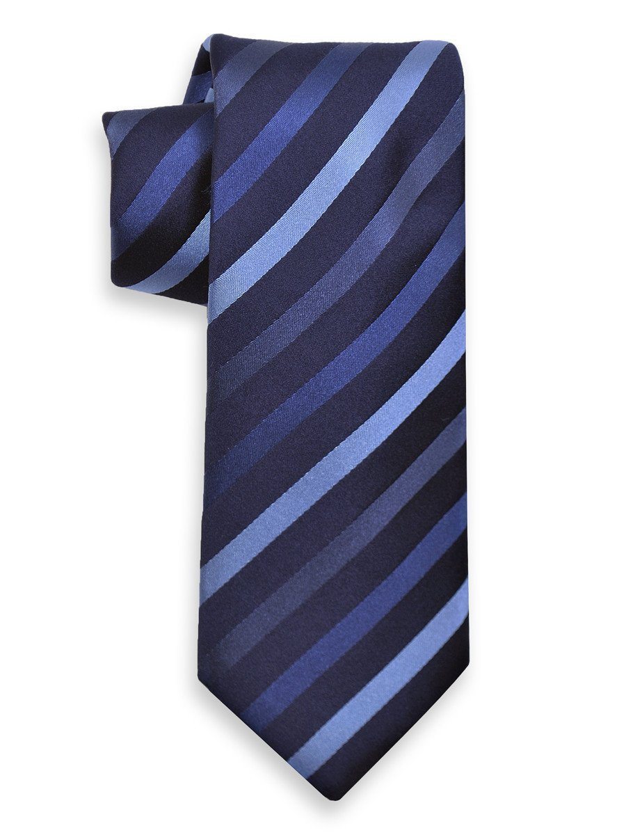 Heritage House 1033 Blue Boy's Tie - Stripe - 100% Silk Woven - Wool blend lining