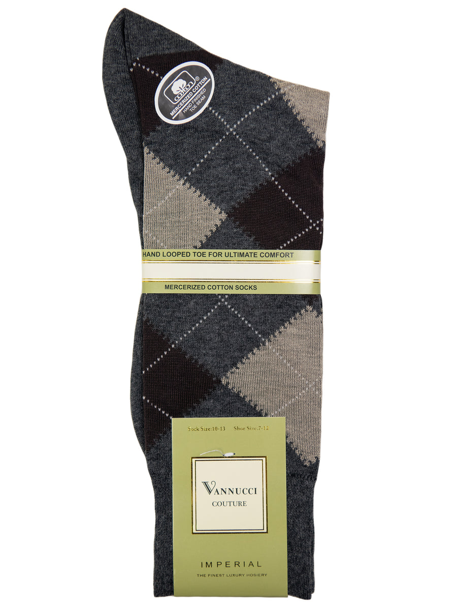 Vannucci Men's Socks 10360 - Argyle - Charcoal