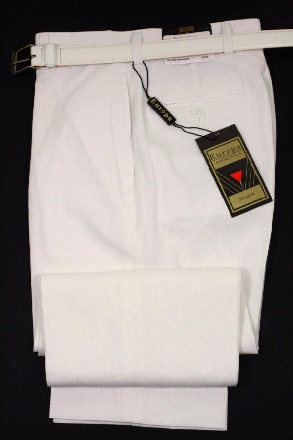 Europa 10458P 55% Linen/ 45% Rayon Boy's Suit Separate Pant - Stripe - White