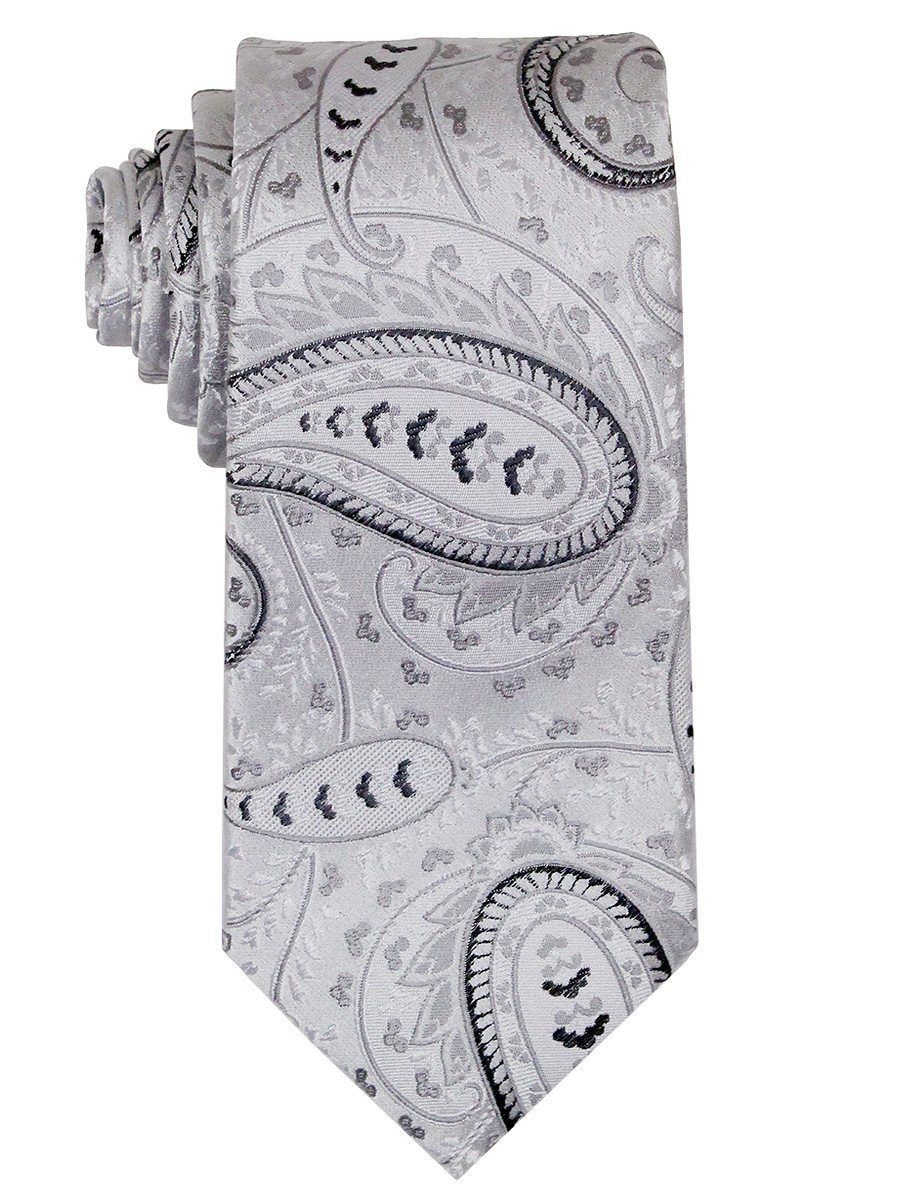 Heritage House 10617 100% Woven Silk Boy's Tie - Paisley - White/Black