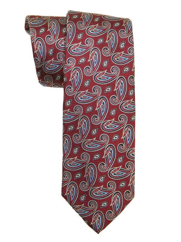 Heritage House 10619 100% Woven Silk Boy's Tie - Paisley - Red/Blue