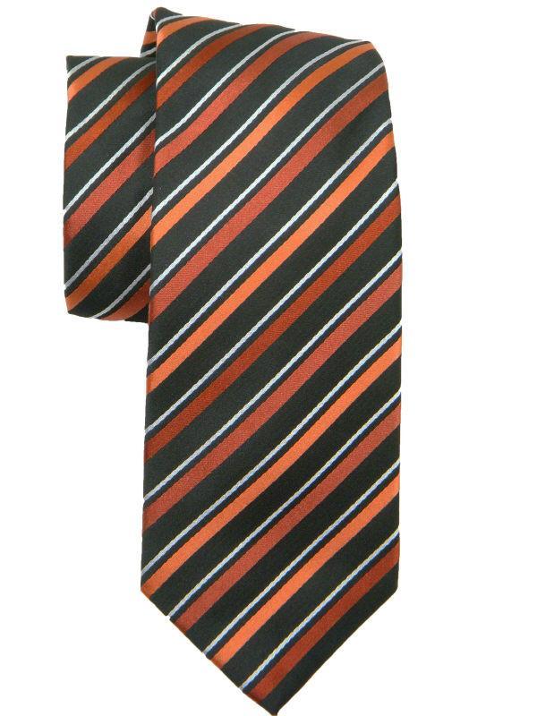 Heritage House 10636 100% Woven Silk Boy's Tie - Stripe - Orange/Black