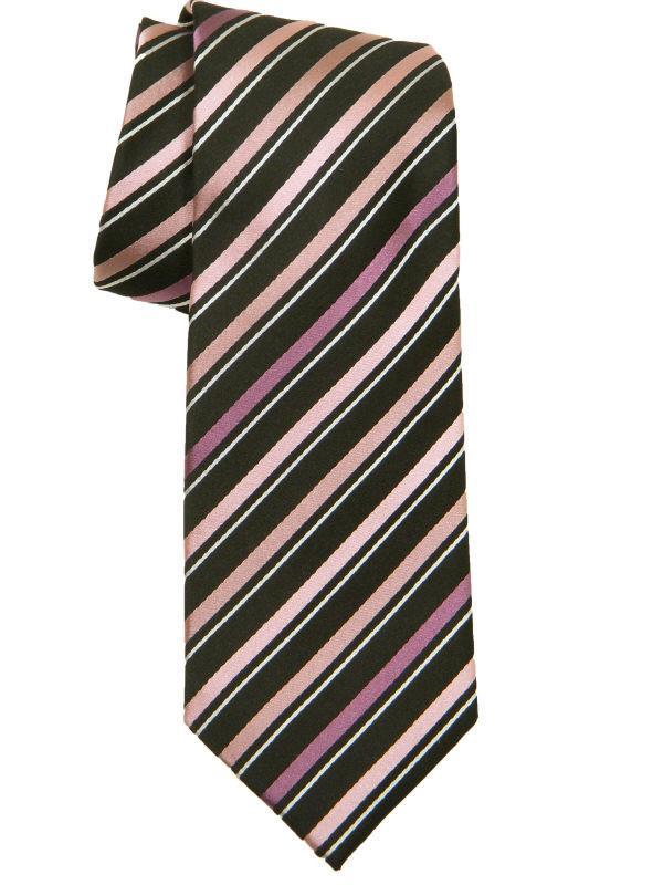 Heritage House 10638 100% Woven Silk Boy's Tie - Stripe - Pink/Black