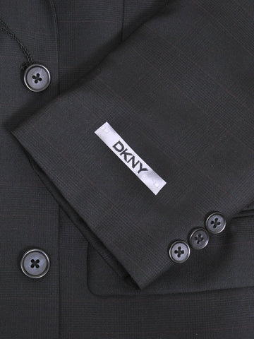 Image of DKNY 10788 100% Tropical Worsted Wool Boy's Suit - Windowpane - Black/Burgundy