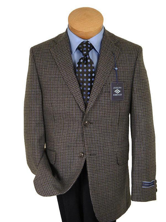 Joseph Abboud 11036 100% Tropical Worsted Wool Boy's Sportcoat - Houndstooth - Gray / Black, 2-Button Single Breasted
