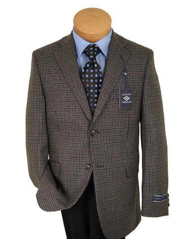 Image of Joseph Abboud 11036 100% Tropical Worsted Wool Boy's Sportcoat - Houndstooth - Gray / Black, 2-Button Single Breasted