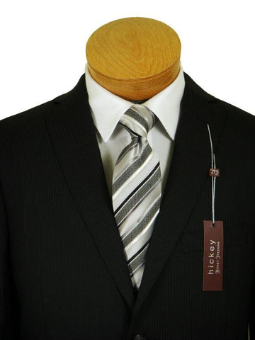 Image of Hickey by Hickey Freeman 11110 Black Boy's Suit - Tonal Stripe - 100% Tropical Worsted Wool - Lined