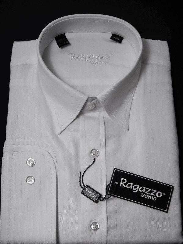 Ragazzo 11178 60% Cotton/40% Polyester Boy's Dress Shirt - Tonal Stripe - White