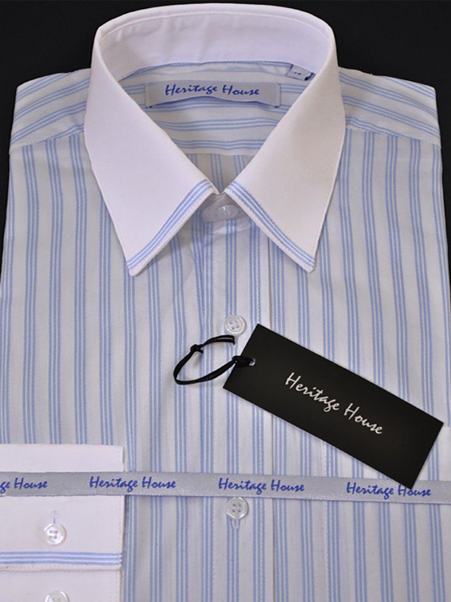 Heritage House 11237 100% Pima Cotton Boy's Dress Shirt - Stripe - Blue/White