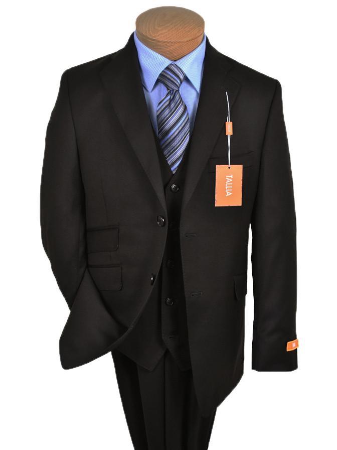 Tallia 11264 Black Boy's Suit - Solid Gabardine - 100% Tropical Worsted Wool - Lined