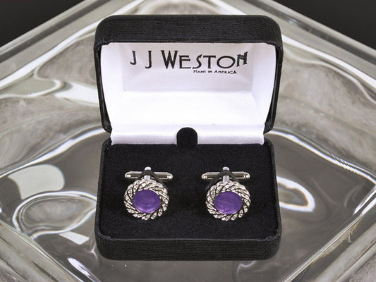 Boy's Cuff Links 11528 Purple/Silver