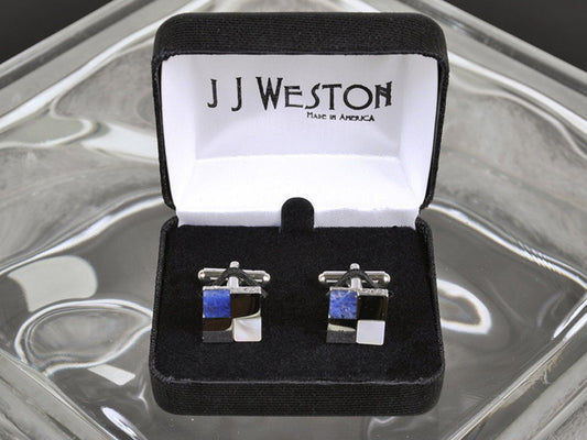 Boy's Cuff Links 11535 Blue/Silver/White