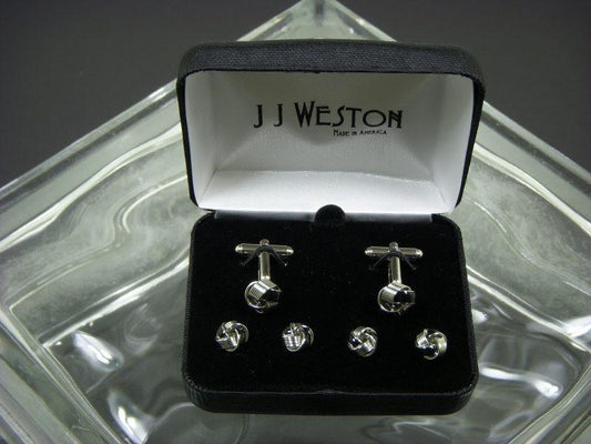 Boy's Cuff Links and Stud Set 11538 Black/Silver