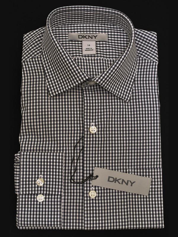 DKNY 11714 100% Cotton Boy's Dress Shirt - Check - Black