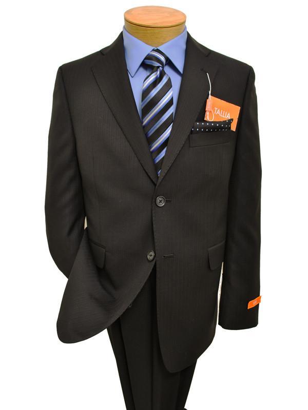 Tallia 11832 70% Wool/ 30% Polyester Boy's 2-Piece Suit - Tonal Stripe - Black, 2-Button Single Breasted Jacket, Plain Front Pant