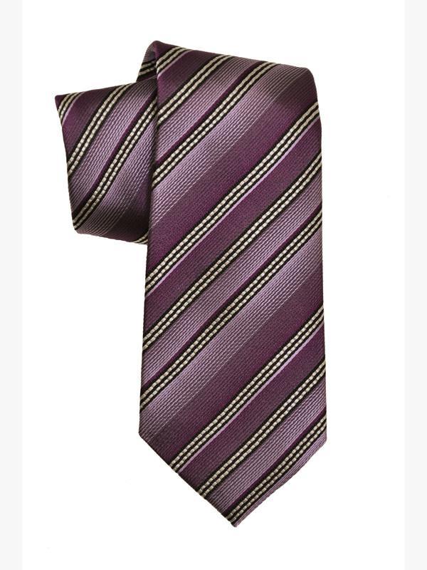 Heritage House 12093 100% Woven Silk Boy's Tie - Stripe - Purple/Grey