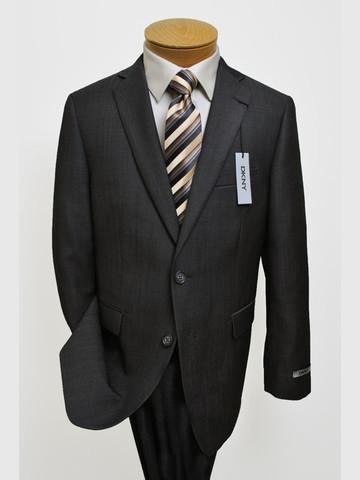 Image of DKNY 12501 70% Tropical Worsted Wool / 30% Polyester Boy's Suit - Tonal Stripe - Gray
