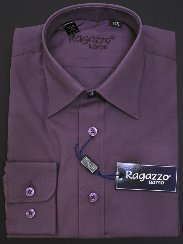 Ragazzo 12509 100% Cotton Boy's Dress Shirt - Solid Broadcloth - Eggplant