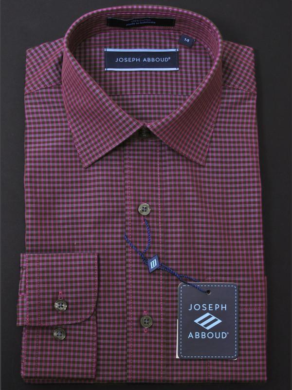 Joseph Abboud 12569 100% Cotton Boy's Dress Shirt - Check - Plum/Charcoal