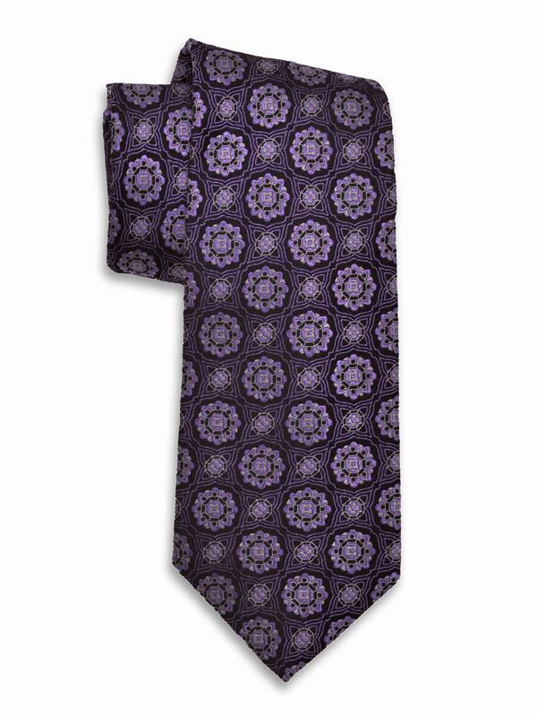 Heritage House 12692 100% Woven Silk Boy's Tie - Geometric Neat - Purple/Black