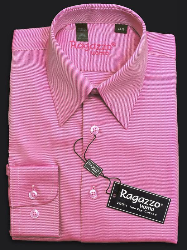 Ragazzo 12734 100% Cotton Boy's Dress Shirt - Diagonal Tonal - Berry
