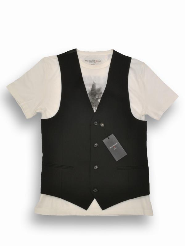 John Varvatos 12771V Black Boy's Suit Separate Vest - Solid Gabardine - 100% Tropical Worsted Wool
