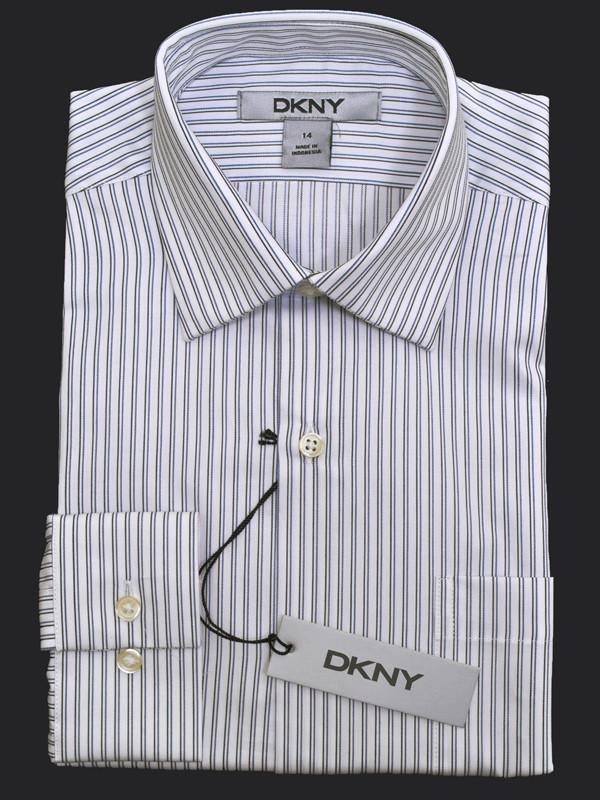 DKNY 12904 100% Cotton Boy's Dress Shirt - Stripe - Black/White