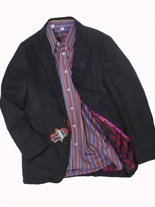 Lichiano Visconti 13011 Boy's Sport Coat - Brushed Corduroy - Black