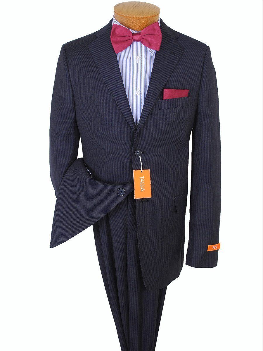 Tallia 13054 70% Wool / 30% Polyester Boy's 2-Piece Suit - Stripe - 2-Button Single Breasted Jacket, Plain Front Pant