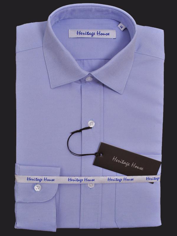 Heritage House 13096 100% Pima Cotton Boy's Dress Shirt - Oxford - Blue
