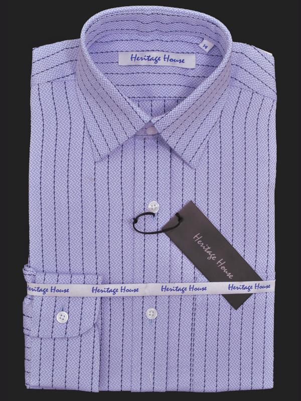 Heritage House 13110 100% Pima Cotton Boy's Dress Shirt - Stripe - Blue