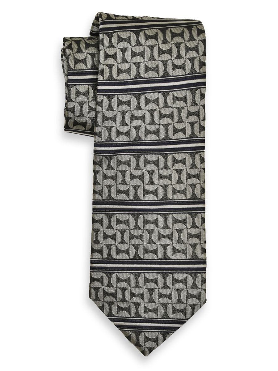 Heritage House 13275 100% Woven Silk Boy's Tie - Neat Stripe - Black/Taupe