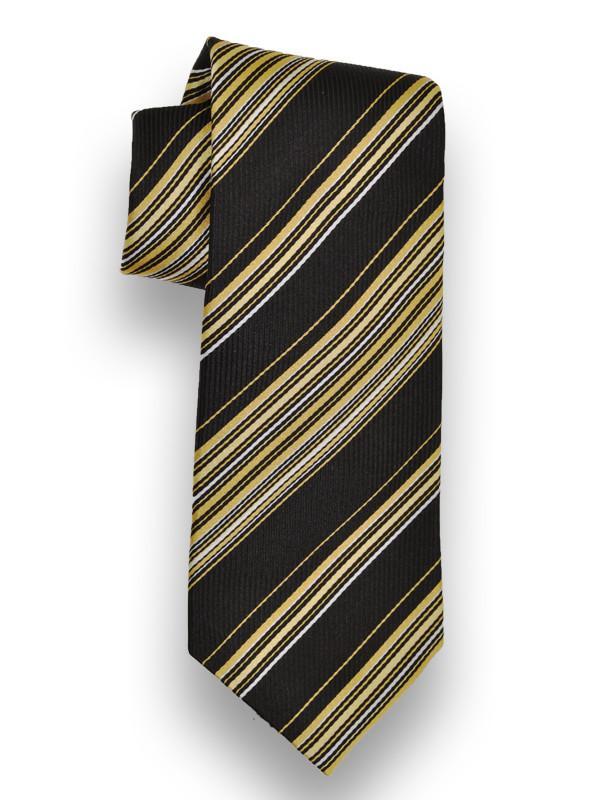 Heritage House 13281 100% Woven Silk Boy's Tie - Stripe - Black/Gold