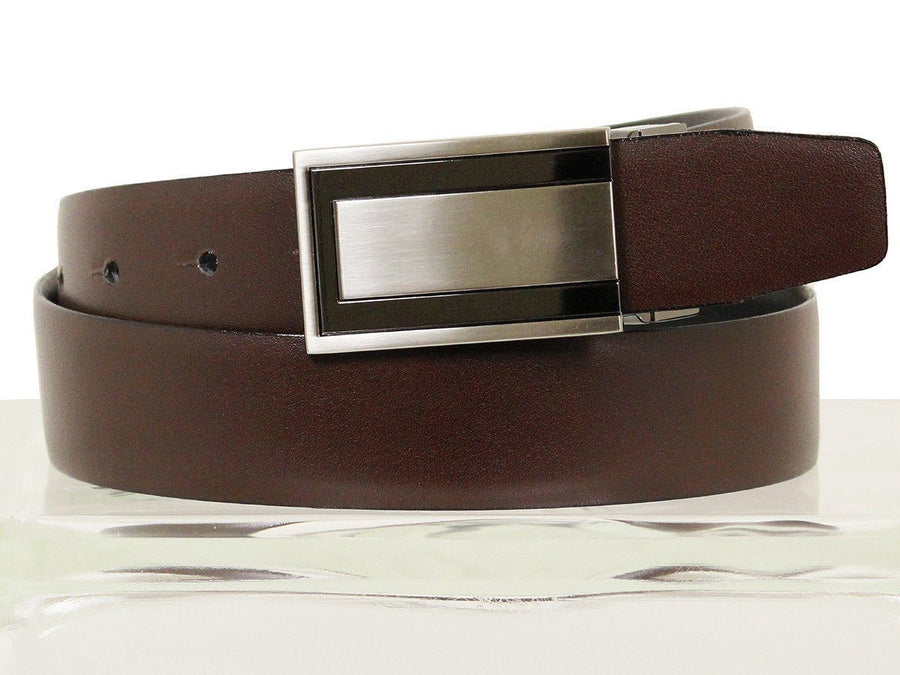Paul Lawrence 13470 100% leather Boy's Belt - Glazed calf - Black / Brown, Two-tone Slide through Buckle