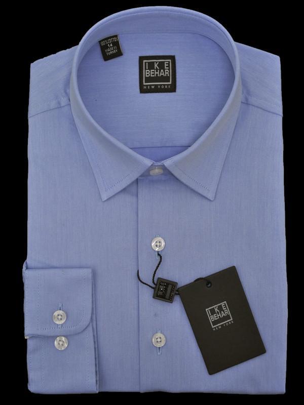 Ike Behar 13780 100% Cotton Boy's Dress Shirt - Solid Broadcloth - Blue