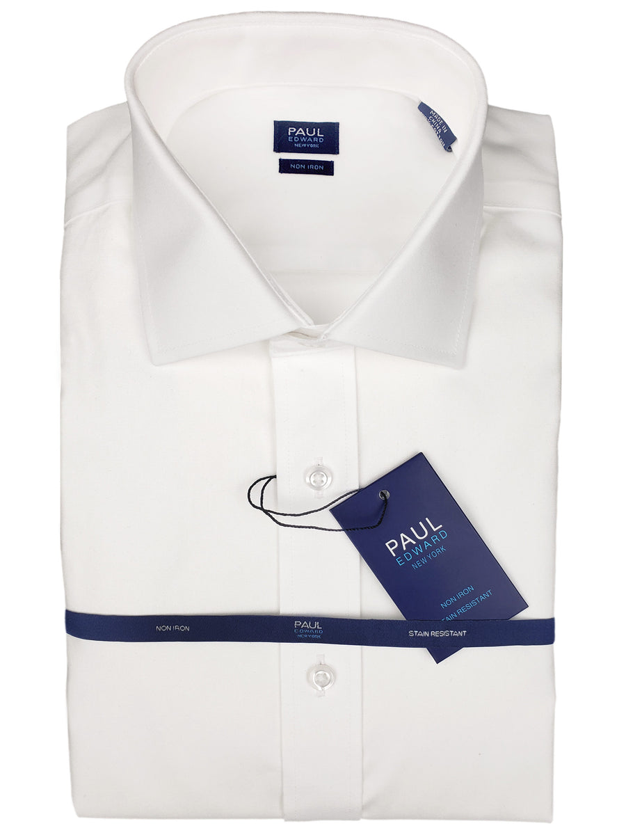Paul Edward 13964 White Boy's Dress Shirt - Solid Broadcloth - 100% Cotton - Non-Iron