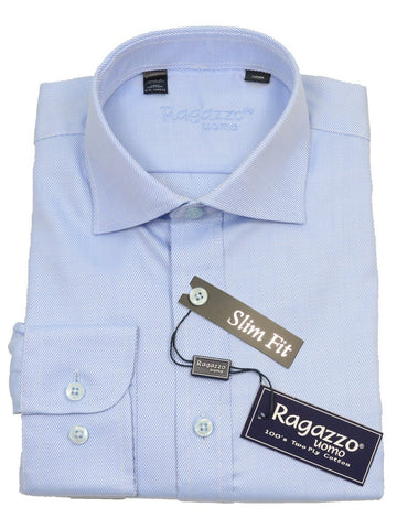 Ragazzo 14085 Sky Blue Slim Fit Boy's Dress Shirt - Tonal Diagonal Weave - 100% Cotton Boys Dress Shirt Ragazzo 