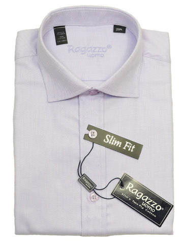 Image of Ragazzo 14092 100% Cotton Boy's Slim Fit Dress Shirt - Tonal Diagonal Weave - Lavender, English (or Modified) Spread Collar Boys Dress Shirt Ragazzo 