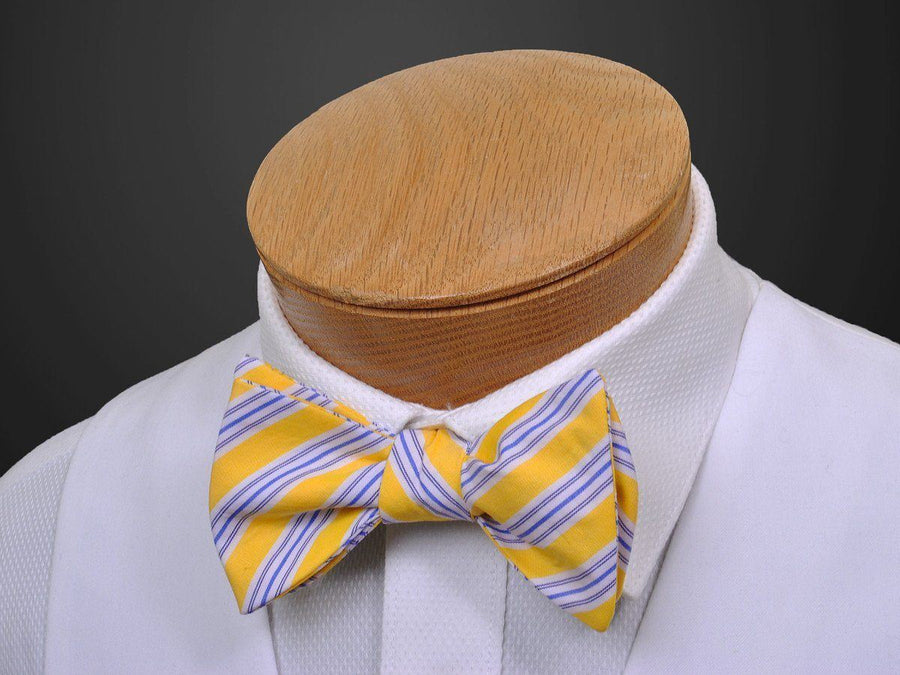 High Cotton 14105 Yellow/Blue Boy's Self-Tie Bowtie - Stripe - 100% Cotton - Adjustable Neck Band