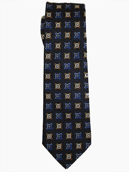 Heritage House 14423 100% Woven Silk Boy's Tie - Neat - Navy/Gold