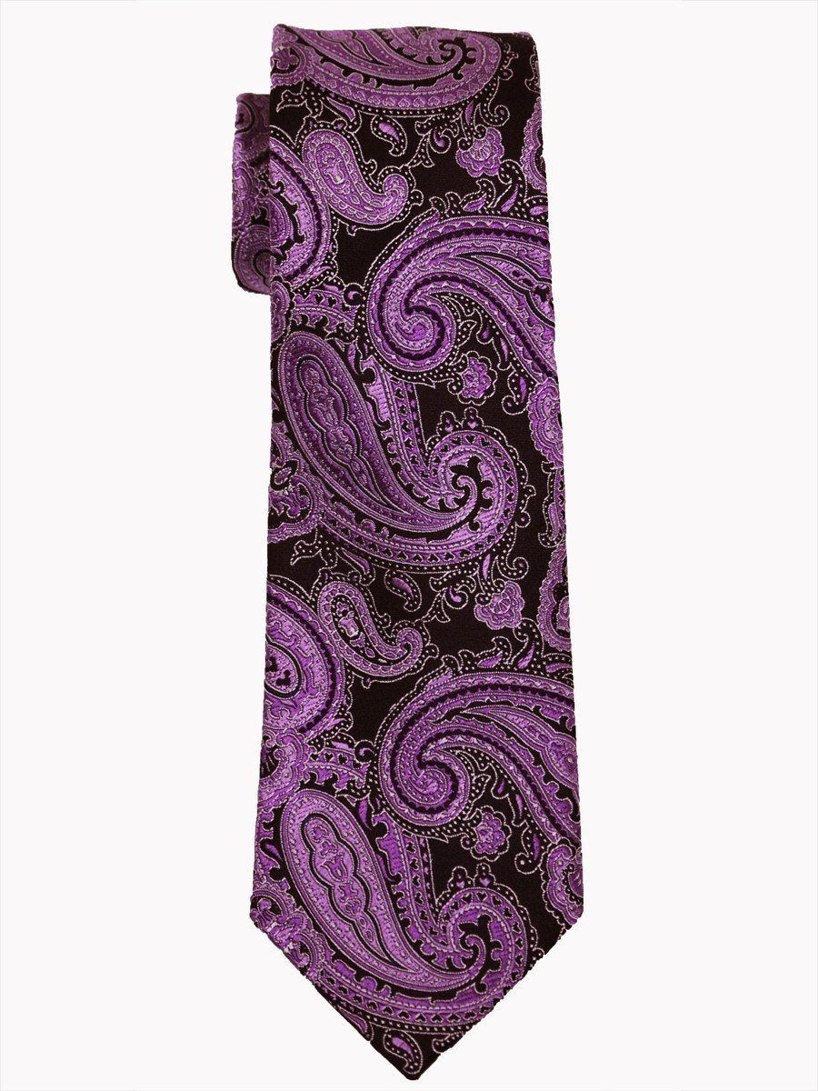 Heritage House 14480 100% Woven Silk Boy's Tie - Paisley - Black/Purple
