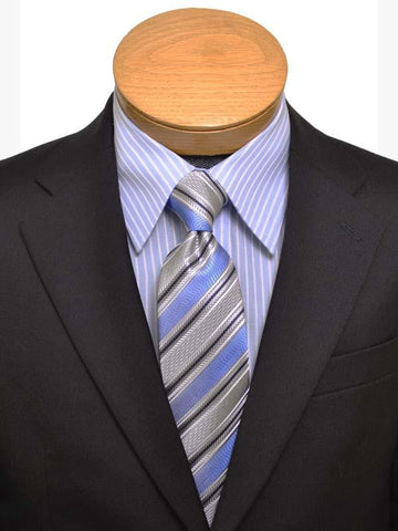 Image of Europa 127 55% Polyester/ 45% Wool Boy's Suit - Striped - Black