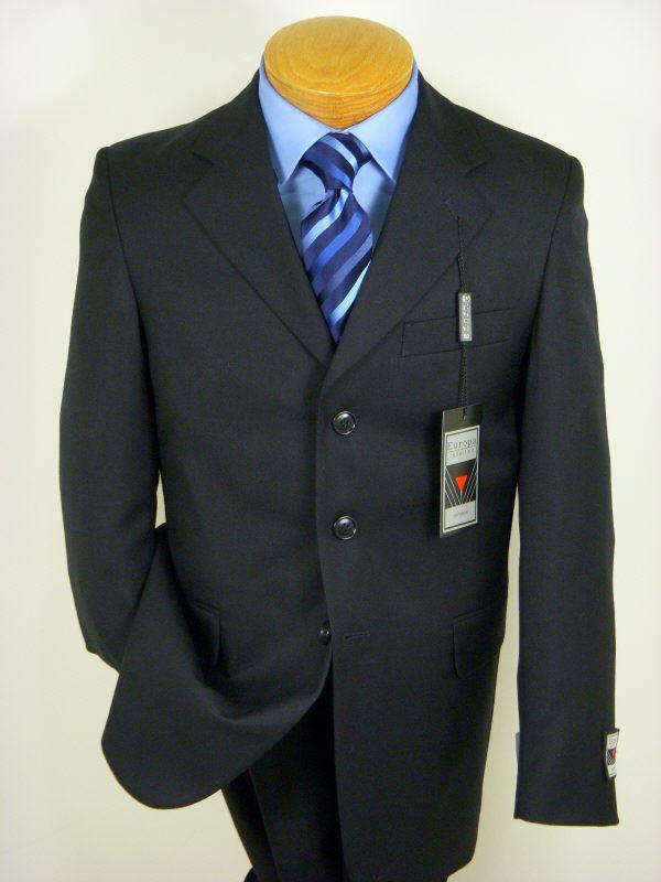 Europa 127 65% Polyester/ 35% Wool Boy's Suit - Solid Gab - Navy