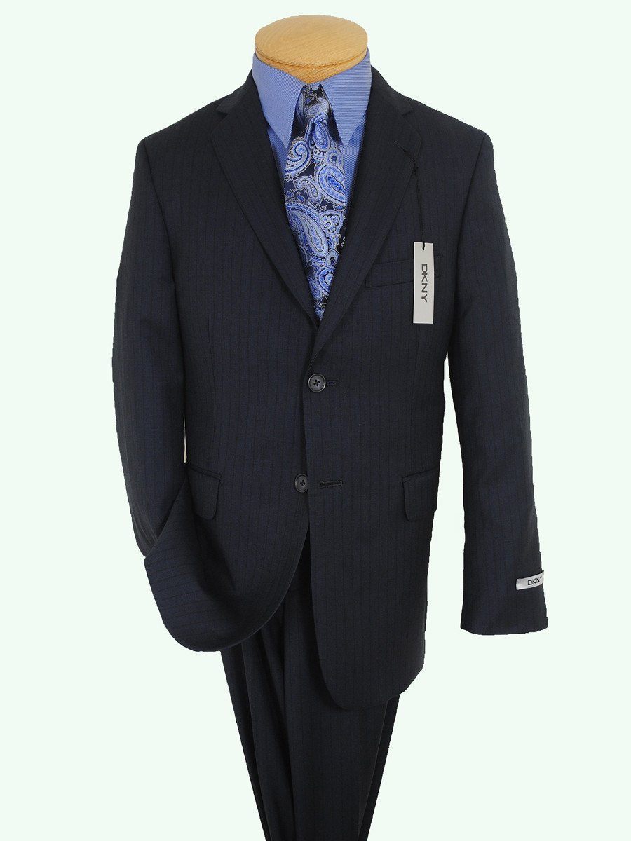 DKNY 14650 100% Wool Boy's Suit - Stripe - Navy