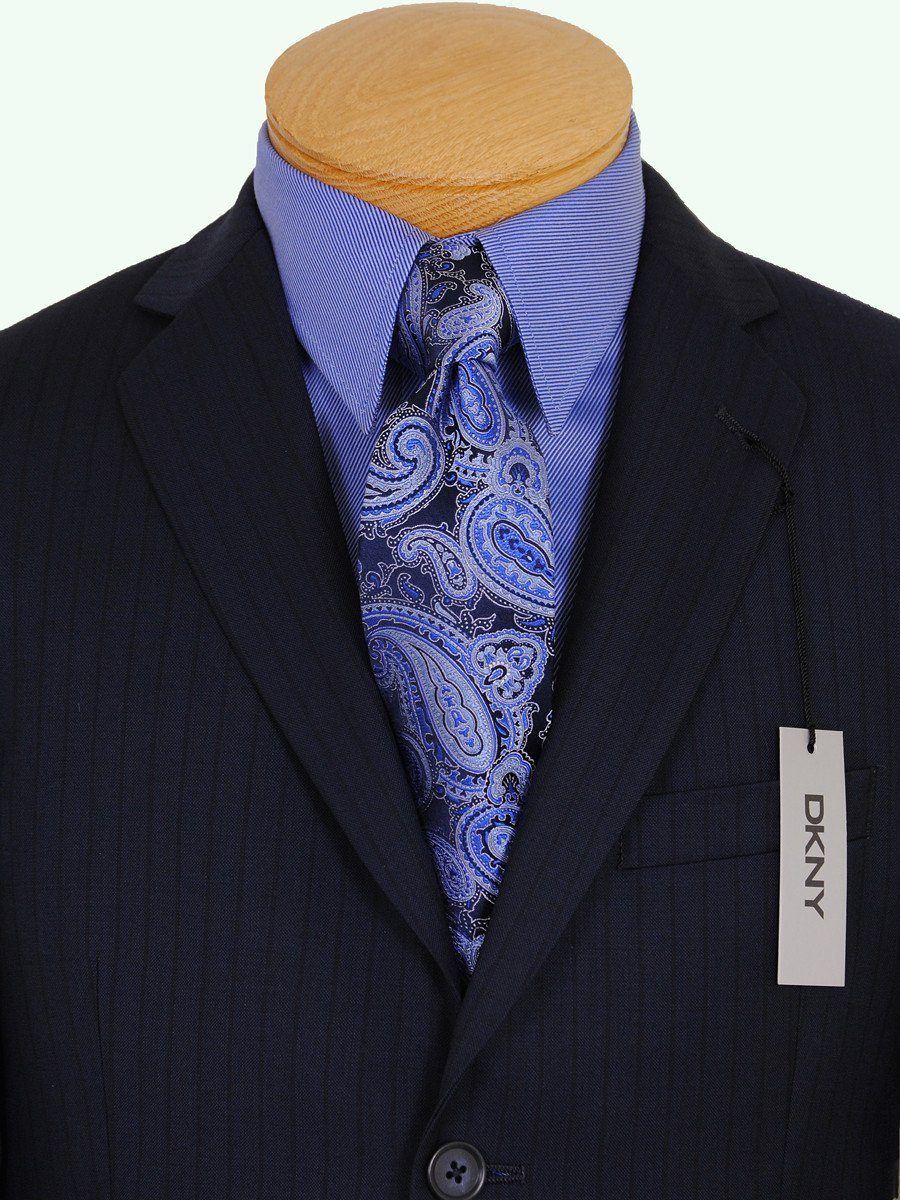 DKNY 14650 100% Wool Boy's Suit - Stripe - Navy