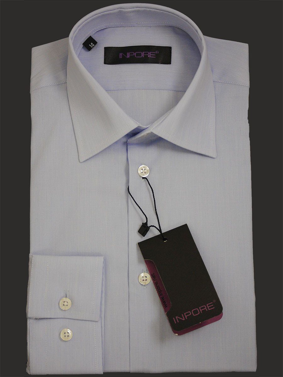 Inpore 14910 100% Cotton Boy's Dress Shirt - Solid Broadcloth - Purple Blue, Slim Fit