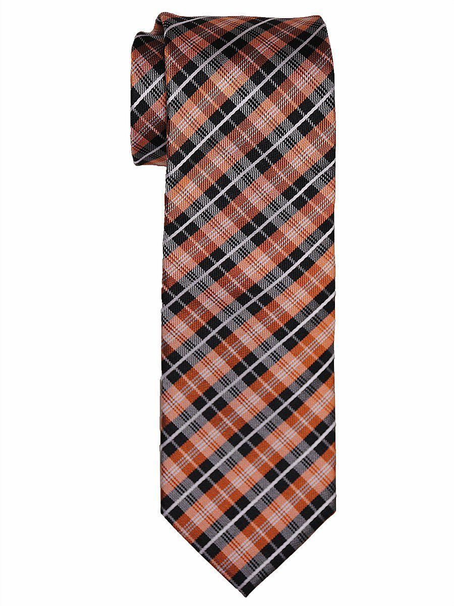 Heritage House 15345 100% Woven Silk Boy's Tie - Plaid - Orange/Black