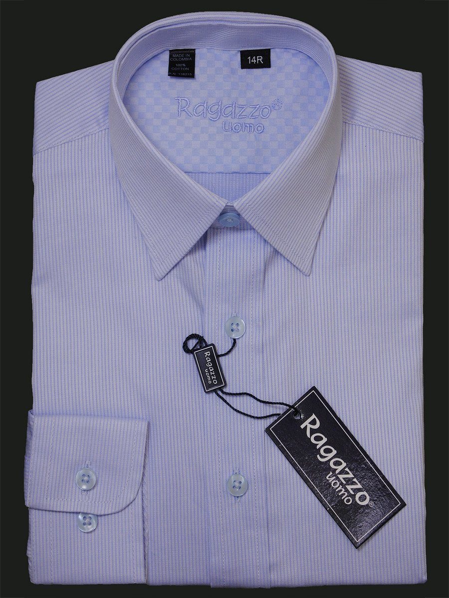 Ragazzo 15947 100% Cotton Boy's Dress Shirt - Stripe - Blue