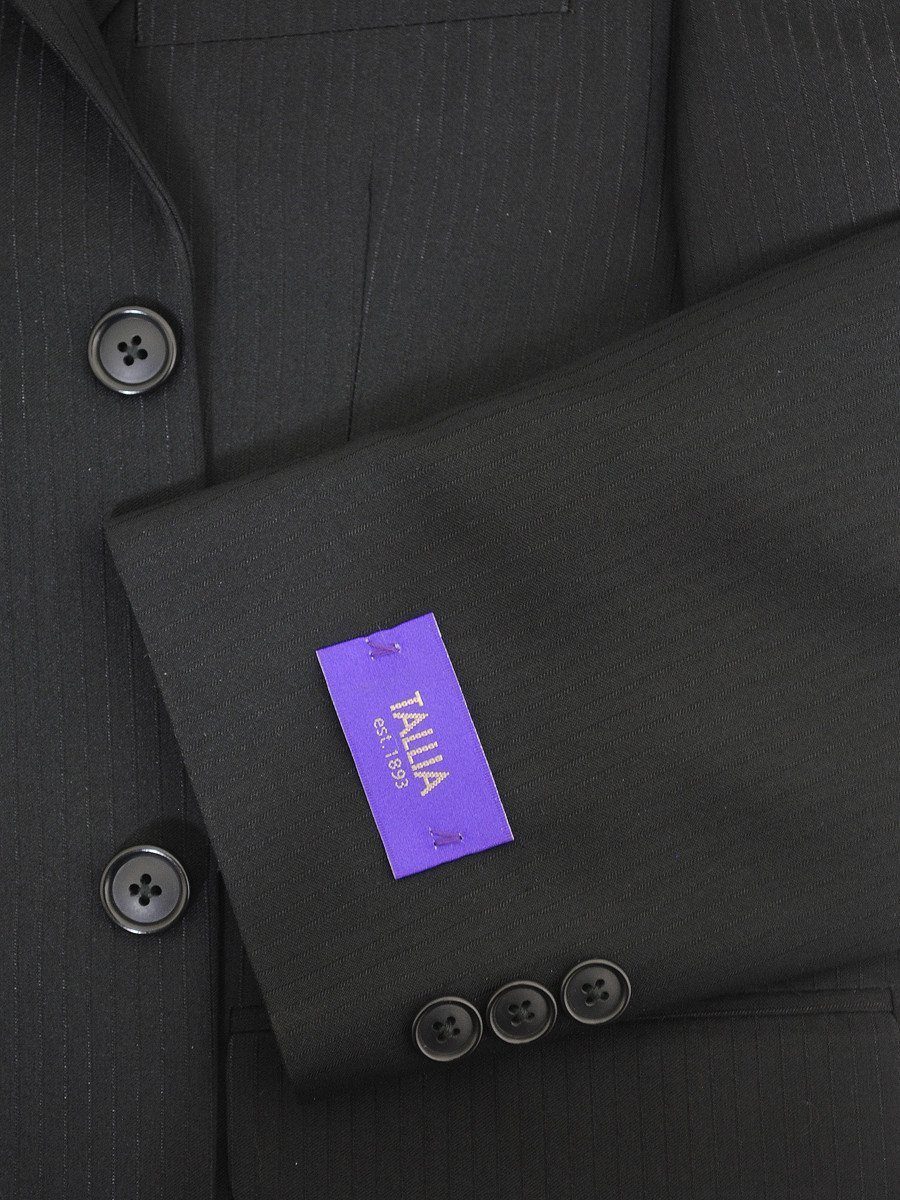 Tallia Purple 16177 80% Wool/ 20% Polyester Boy's Suit - Tonal Stripe - Black