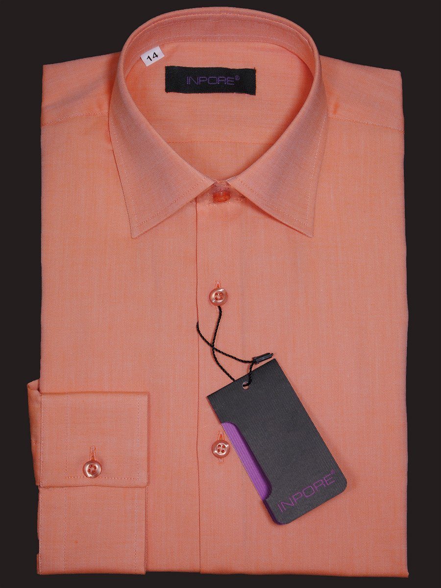 Inpore 16324 100% Cotton Boy's Dress Shirt - Weave - Orange, Contemporary Slim Fit